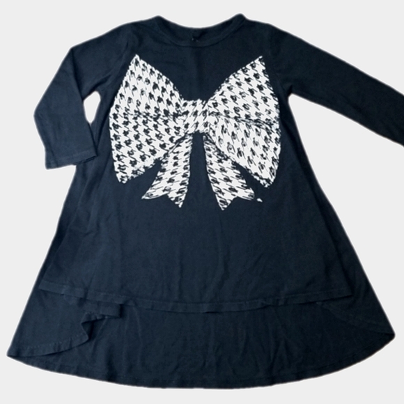 🔥FINAL💲⬇️Lauren Moshi Black High/Low Bow Print Dress, Size 2-4 ~ VGUC - Picture 4 of 11